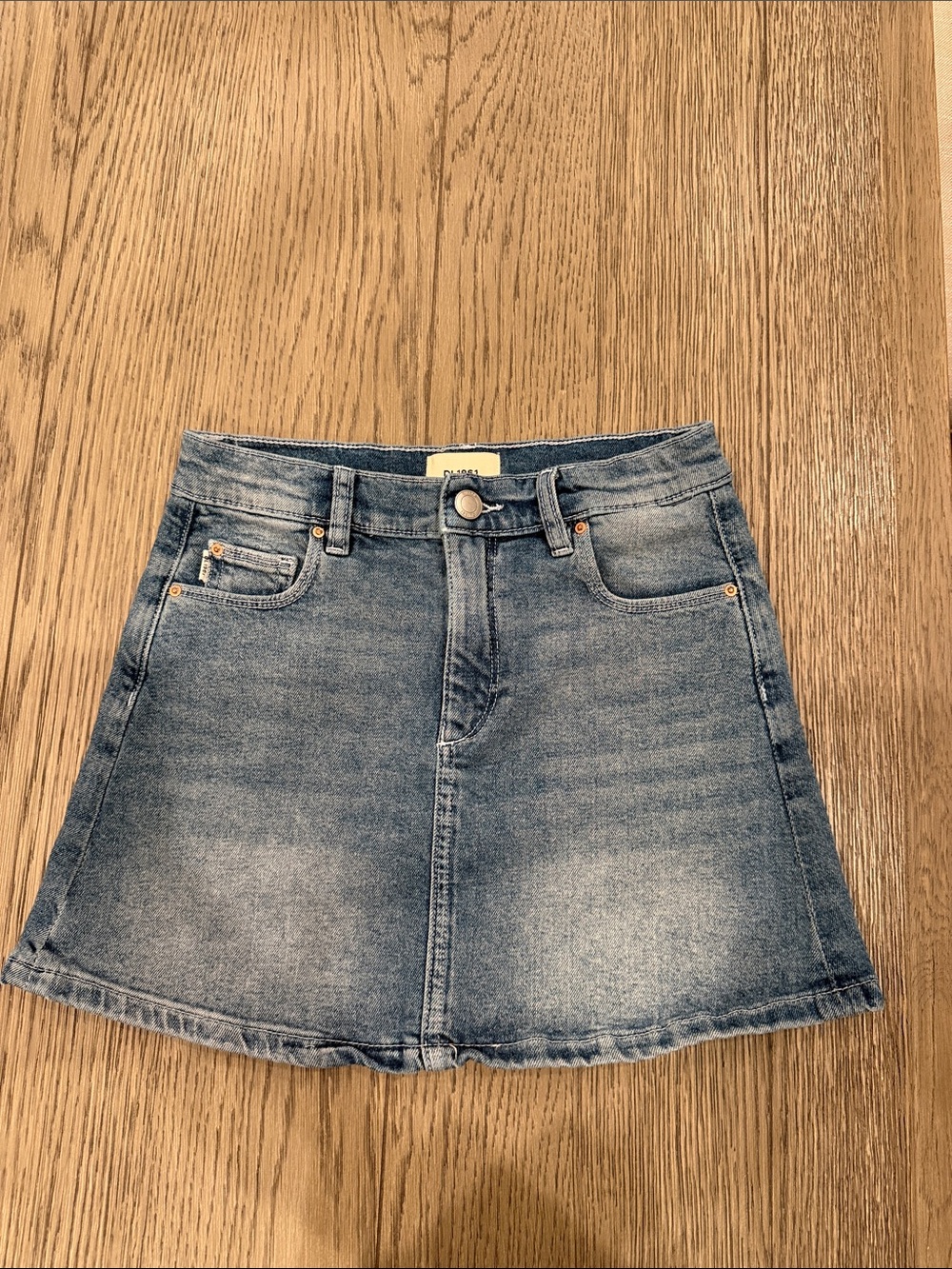 DL1961 Faded Blue Denim A-Line Skirt